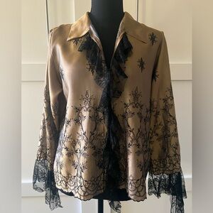 MK Solo Silk and Lace Blouse Size L*